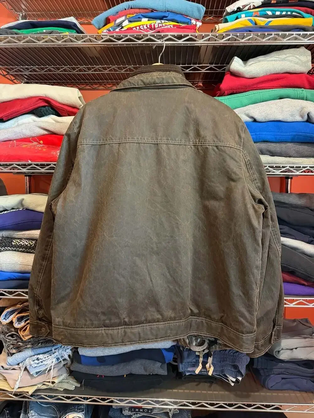 Columbia Vintage Brown Distressed Canvas Cotton Jacket with Fleece Lining XL